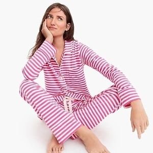 J Crew Dreamy Cotton Pajama Set Pink Stripe